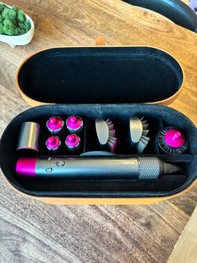 Dyson hair styler set in Black and Fuchsia with Travel Case